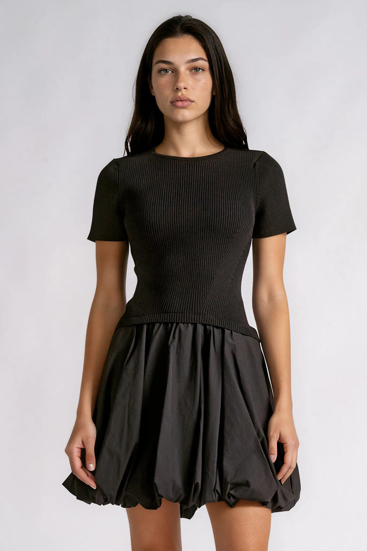 SHORT SLEEVE BALLOON BOTTOM DRESS