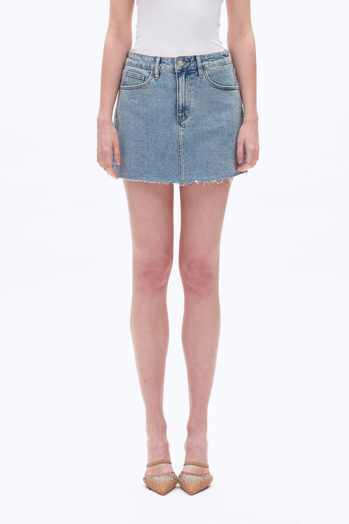 RHINESTONES DENIM SKIRT