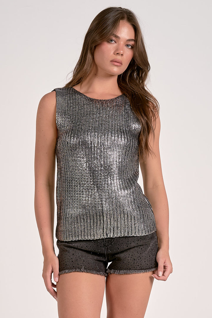 METALLIC SWEATER TOP