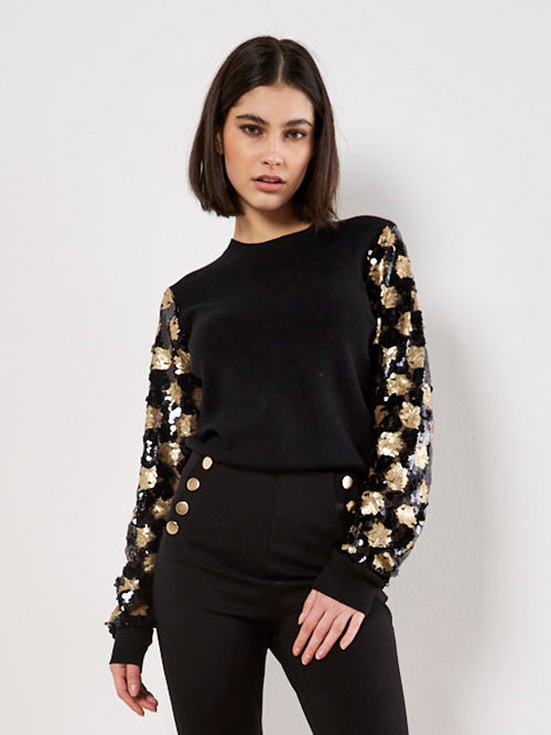 ORNATE SEQUIN ARM JUMPER