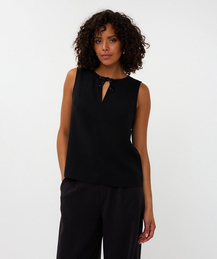 SLEEVELESS BOW BLOUSE