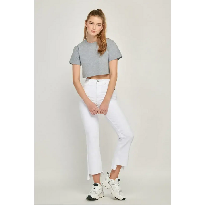 INSEAM HAPPI HIGH RISE CROP FLARE WITH STEP HEM