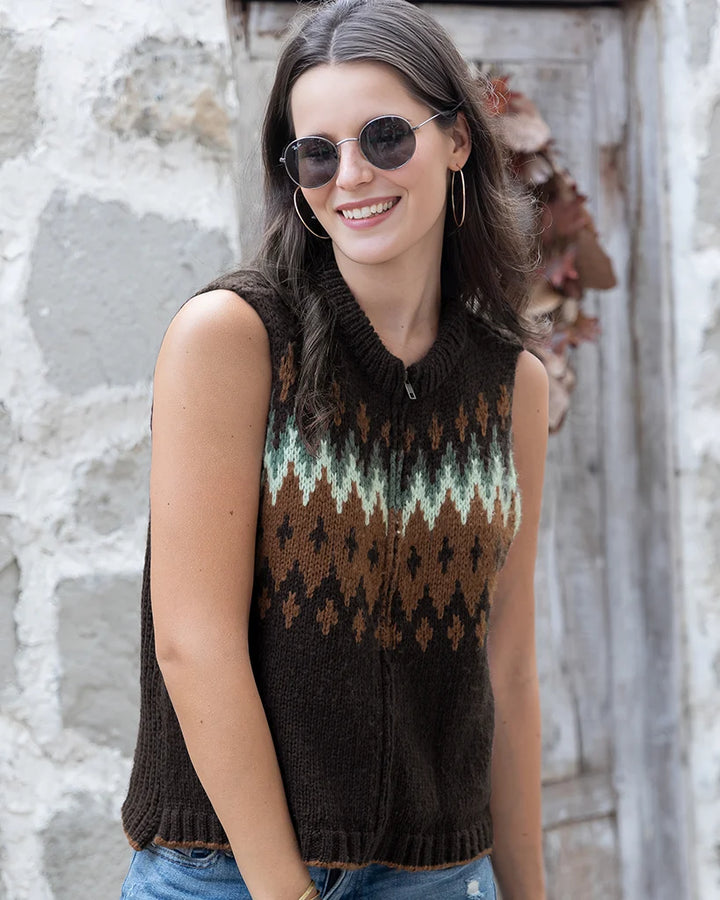 JAXON FAIR ISLE ZIP VEST CHUNKY