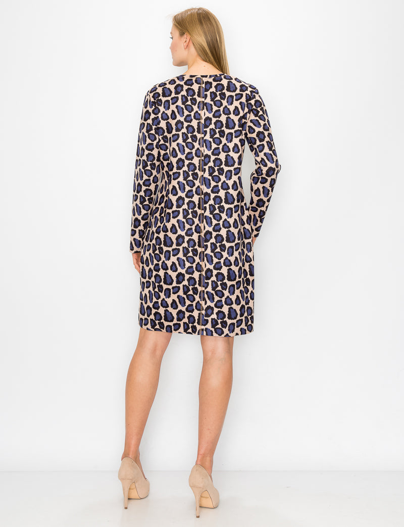 Aurora Suede V Neck Dress - Cheetah (with pockets or without)