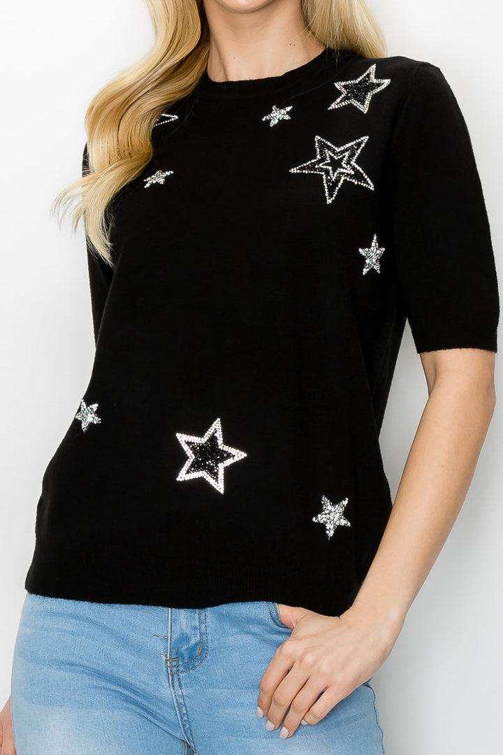Stacey Knitted Star Sequin Top