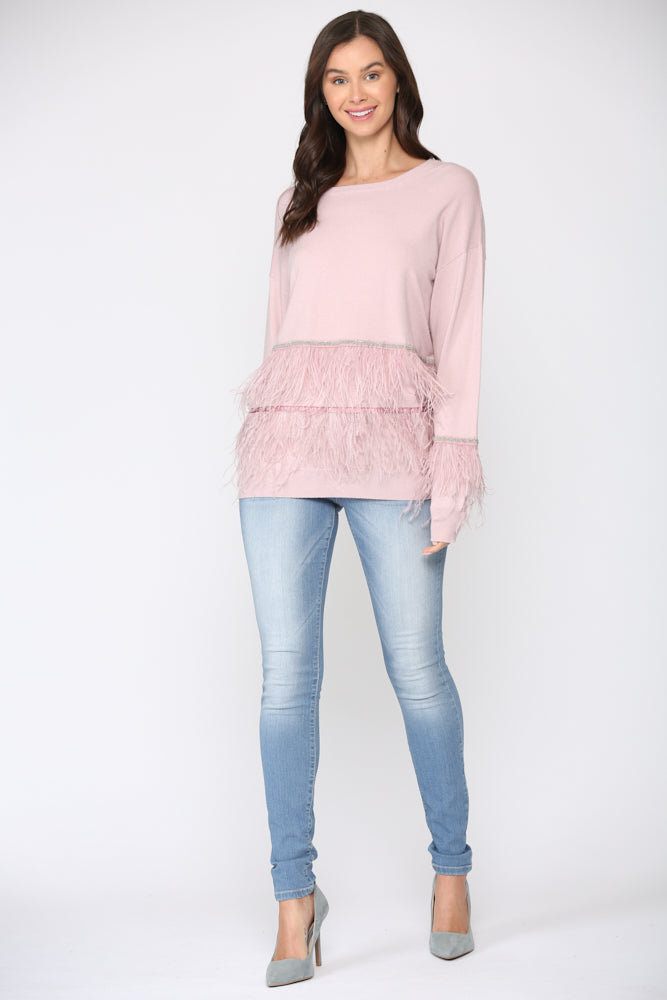 Sally Knitted Sweater with Feathers