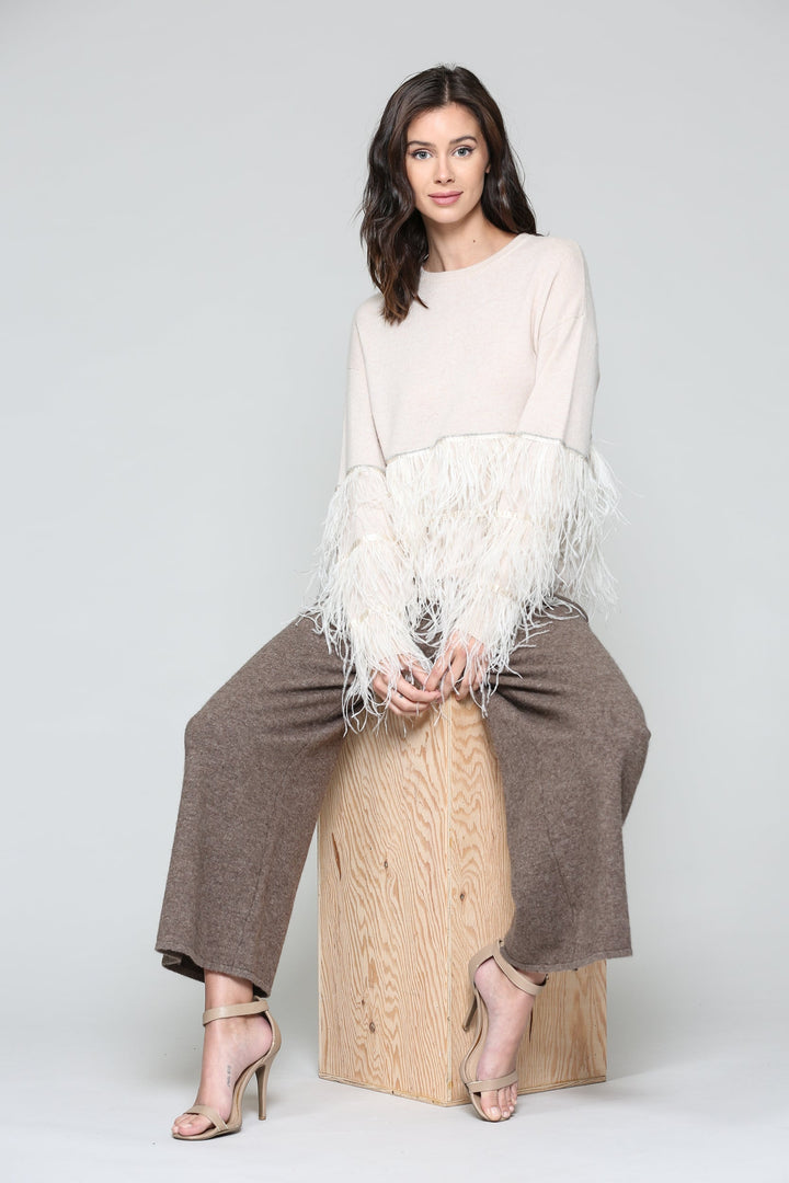 Sally Knitted Sweater with Feathers