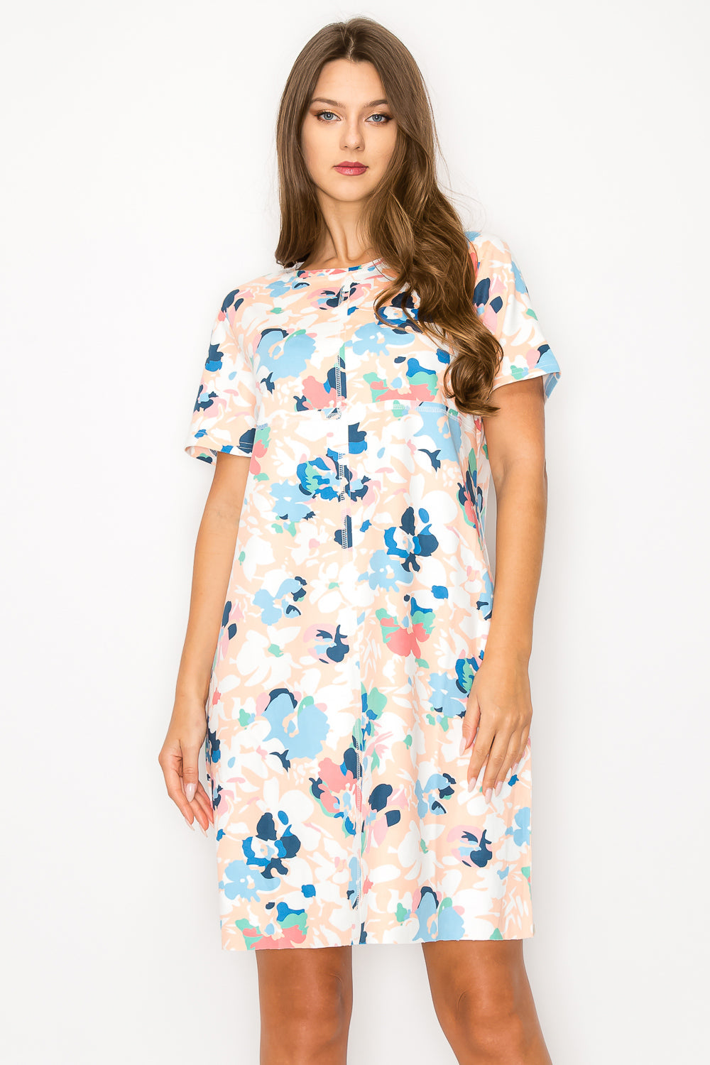 Audrey Stretch Suede Dress - Multi Flower Print