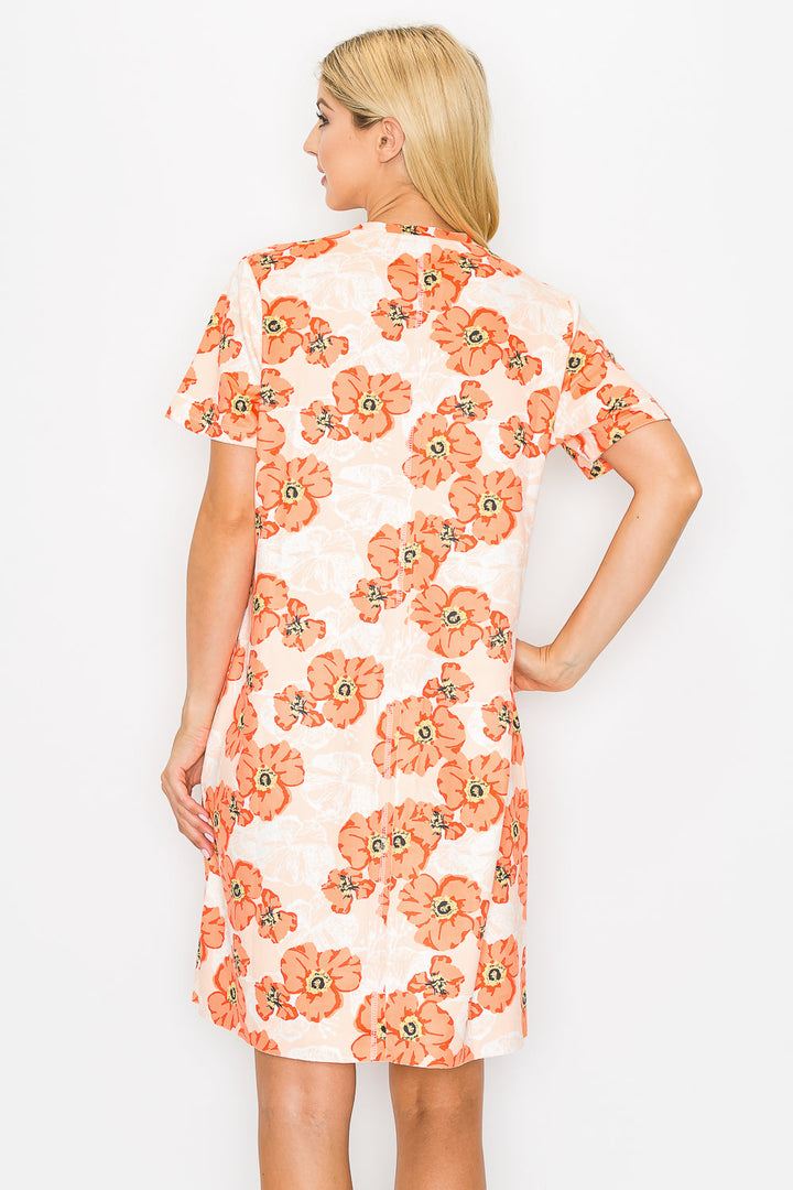 Audrey Stretch Suede Dress - Poppy Flower Print
