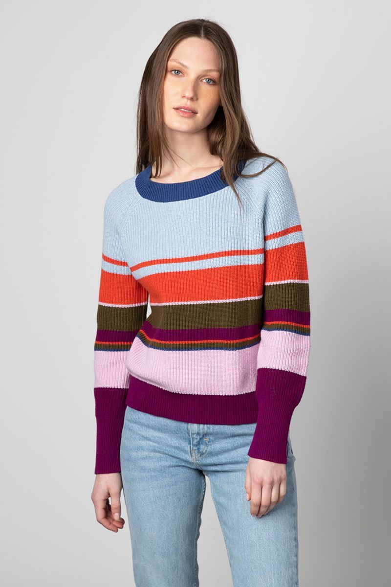 Stripe Rib Crop Pullover